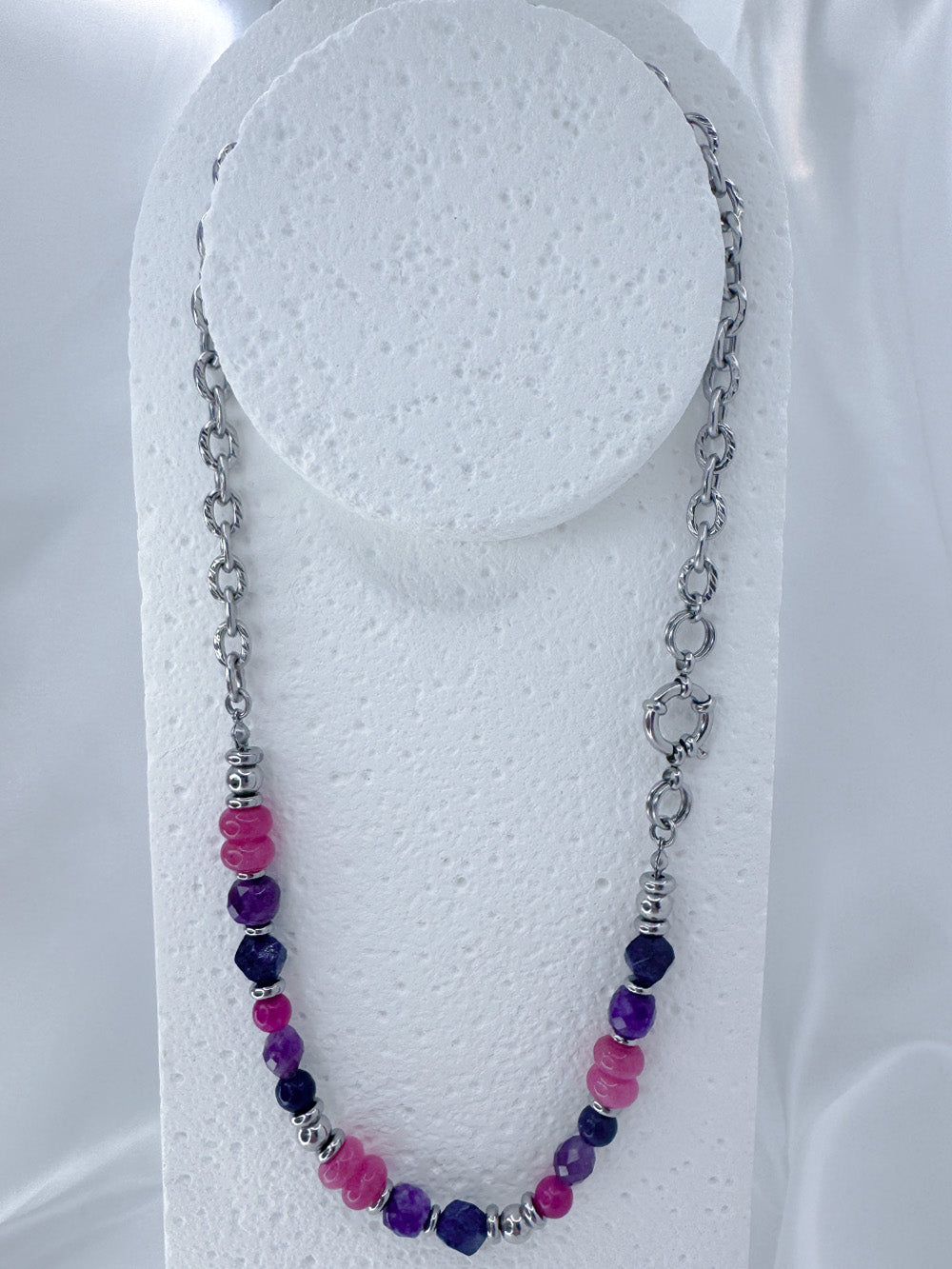 Bisexual pride steel necklace