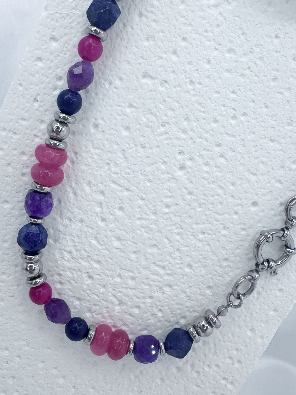 Bisexual pride steel necklace