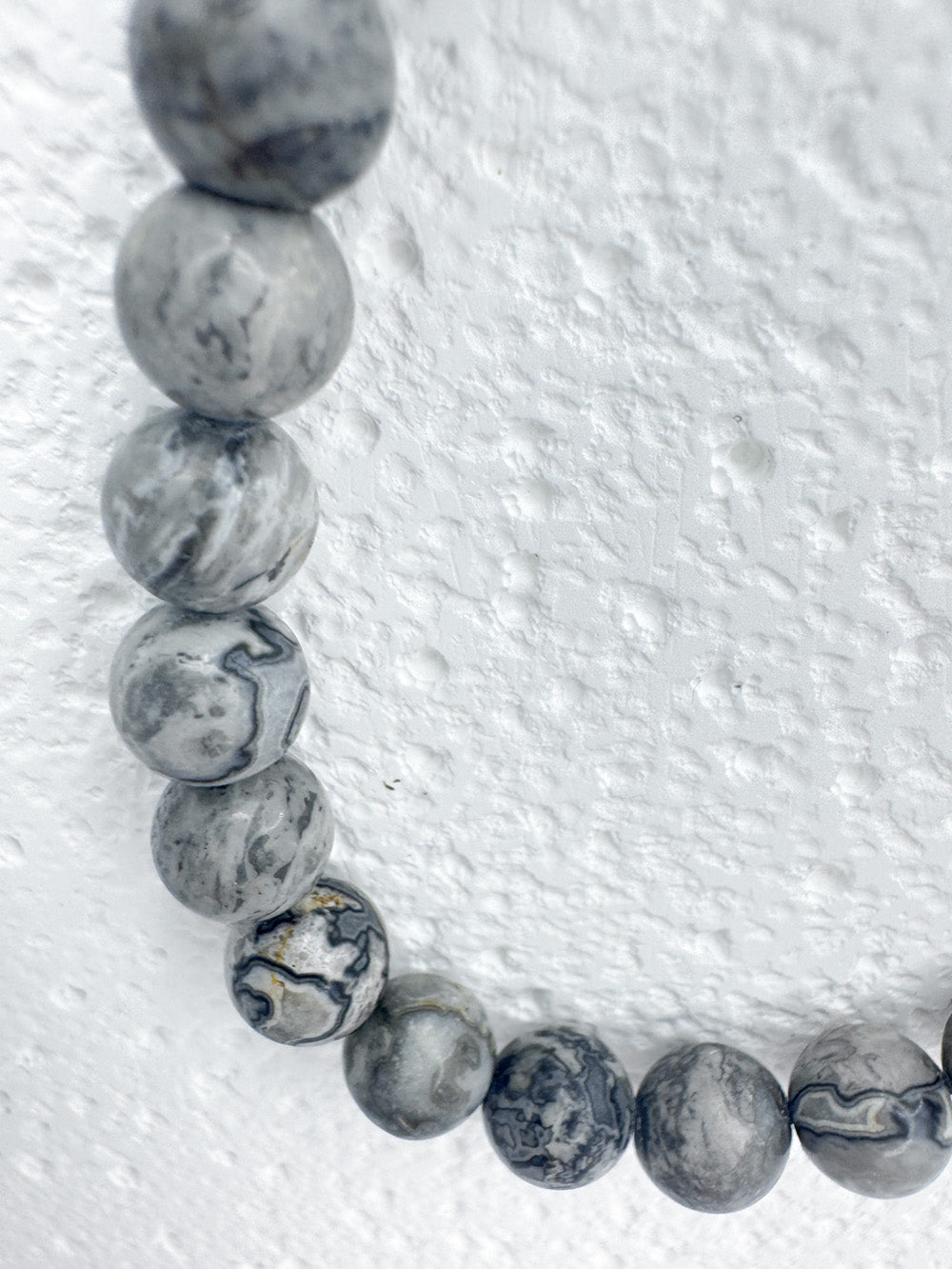 Map jasper stone and steel necklace