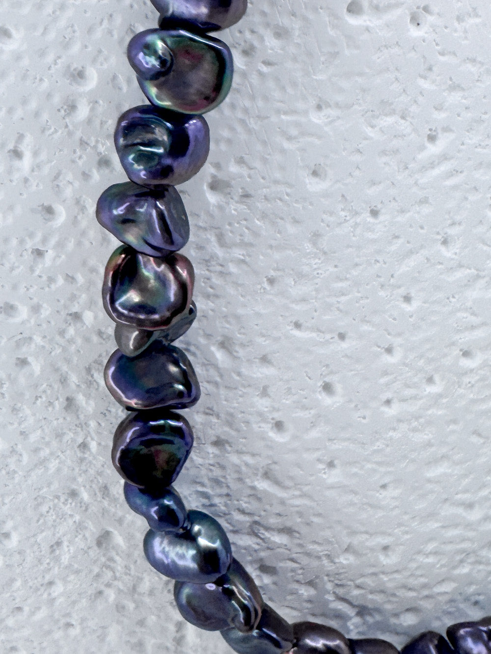 Purple rainbow keshi pearl sterling necklace