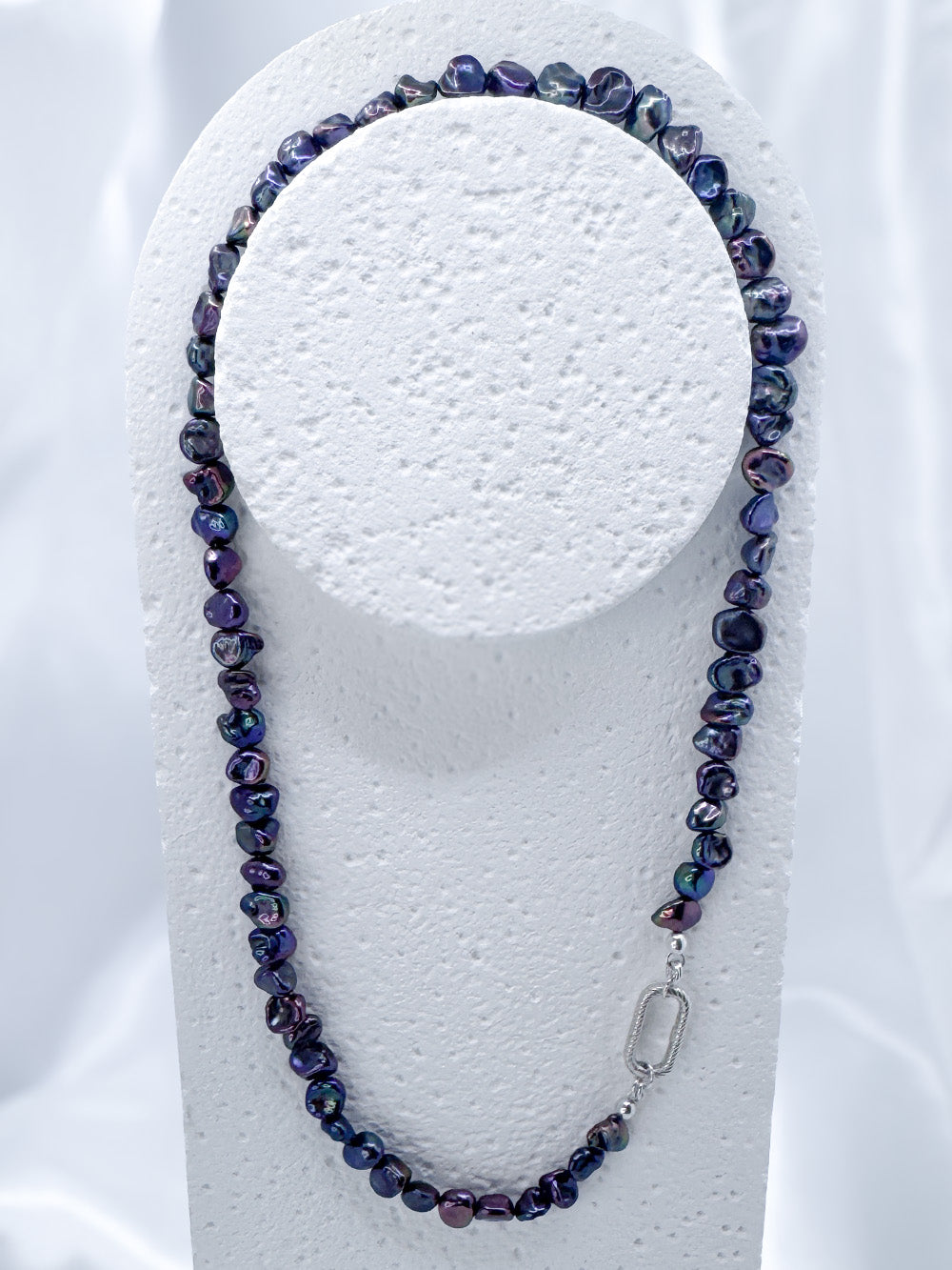 Purple rainbow keshi pearl sterling necklace