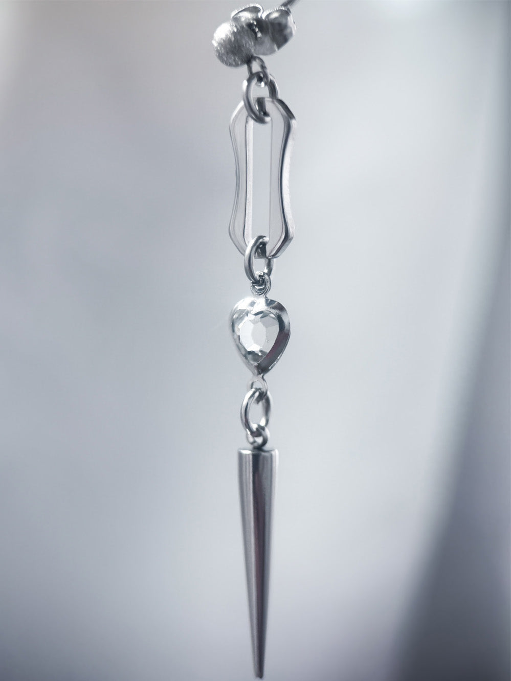 Crystal heart and bone link studs