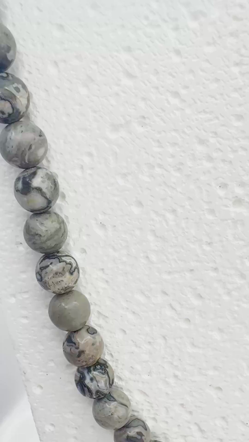 Map jasper stone and steel necklace