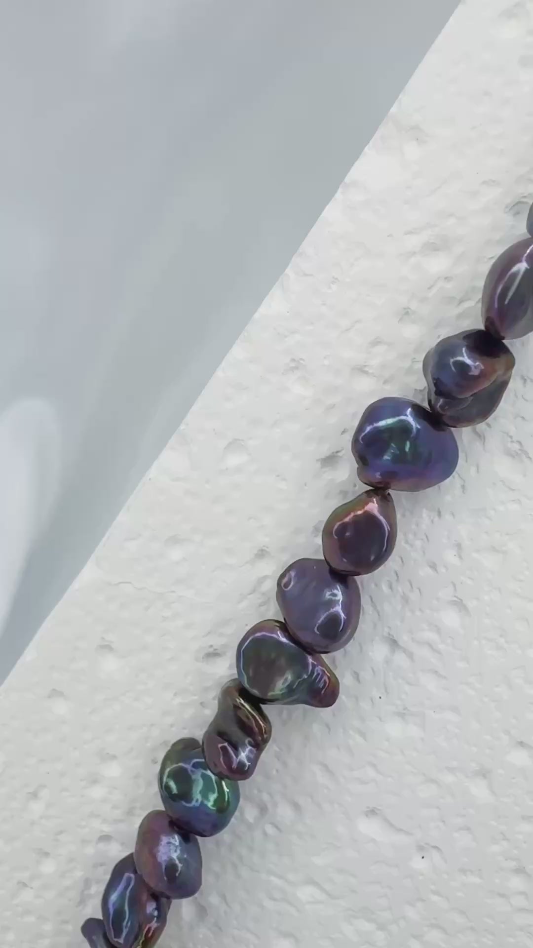 Purple rainbow keshi pearl sterling necklace