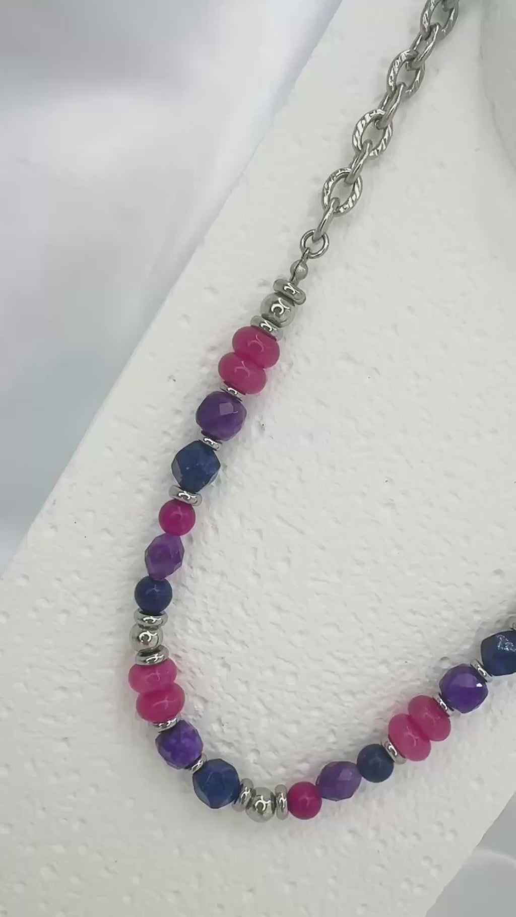 Bisexual pride steel necklace